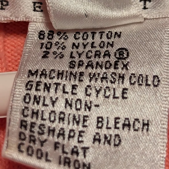 Talbots LP Zip Up Cardigan pink salmon vintage partial ribbing - Picture 3 of 9